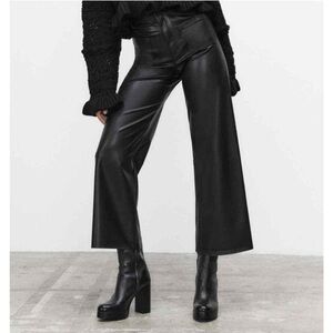 Zara Marine Straight Leg Faux Leather Crop Pants